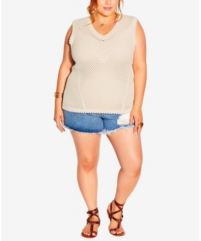 Trendy Plus Size Weave Spirit V-neck Top Tan/Beige $41.25 Tops