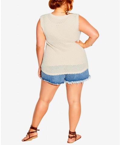 Trendy Plus Size Weave Spirit V-neck Top Tan/Beige $41.25 Tops