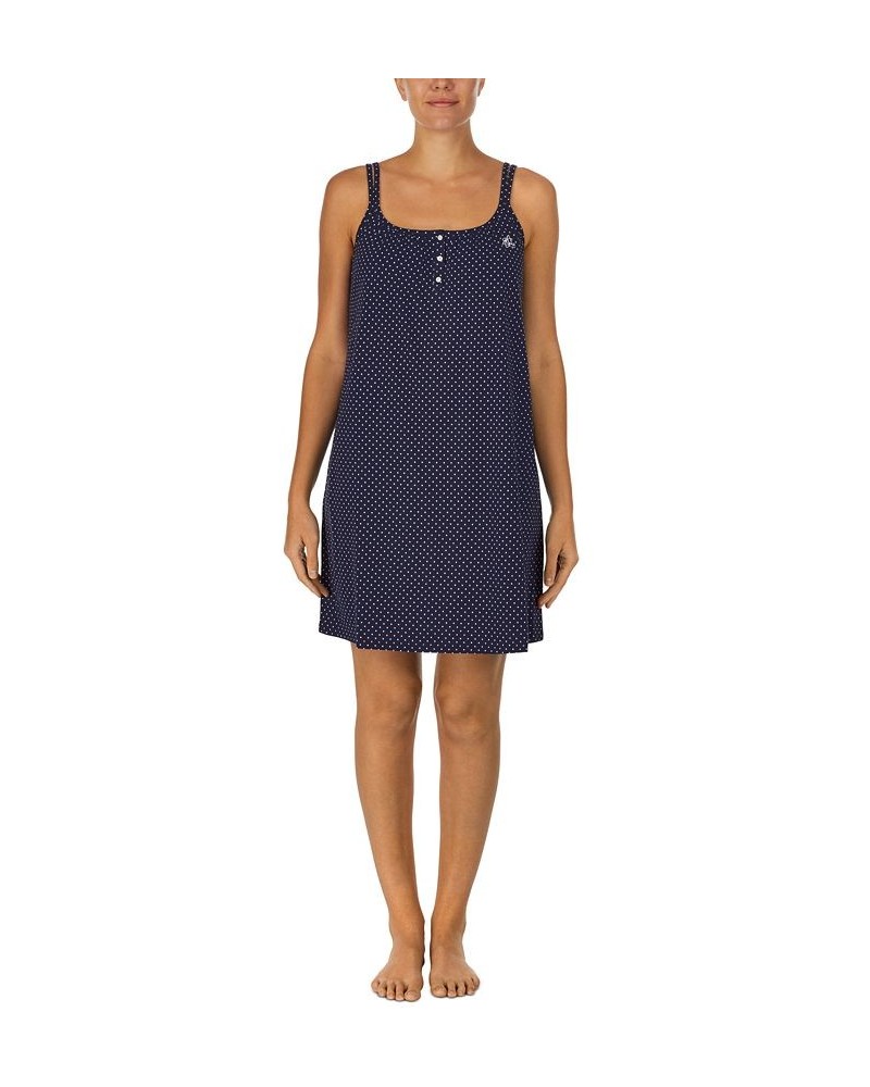 Cotton Knit Double-Strap Nightgown Navy dot $31.27 Sleepwear