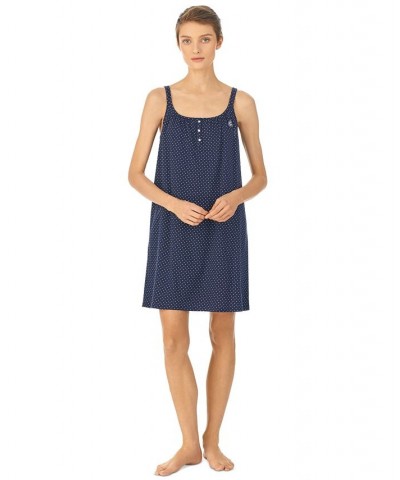 Cotton Knit Double-Strap Nightgown Navy dot $31.27 Sleepwear