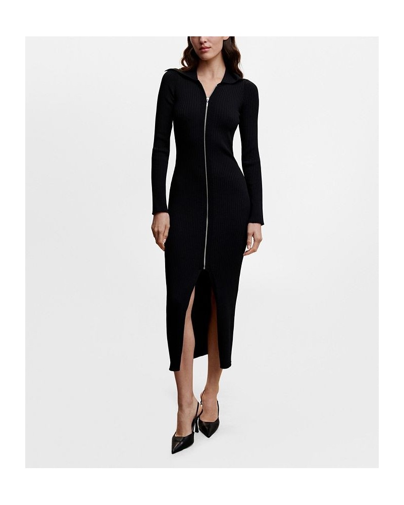 Women's Zip Knitted Dress Black $48.10 Dresses