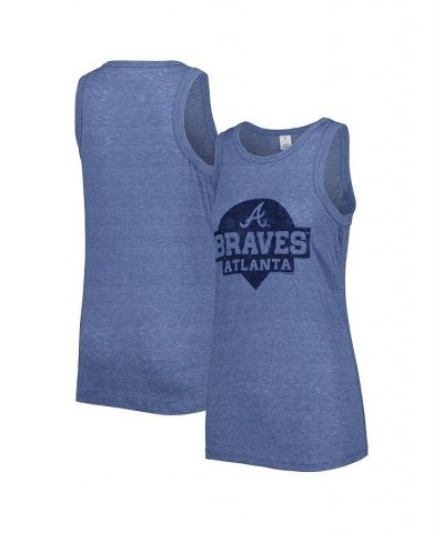 Women's Navy Atlanta Braves Tri-Blend Tank Top Navy $26.49 Tops