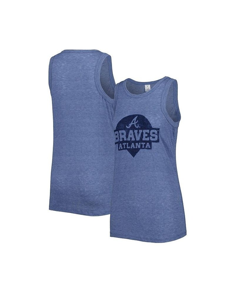 Women's Navy Atlanta Braves Tri-Blend Tank Top Navy $26.49 Tops