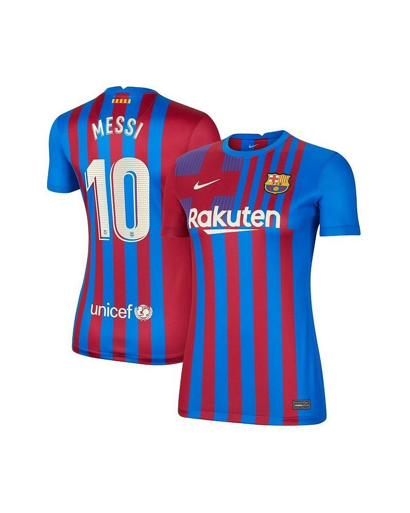 Women's Lionel Messi Blue Barcelona 2021/22 Home Replica Player Jersey Blue $57.20 Jersey