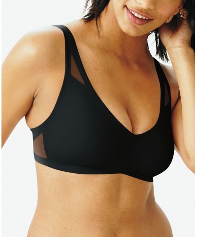 Women's Ultra-Light Comfort V-Neck Wireless Bra DHHU42 Black $15.38 Bras