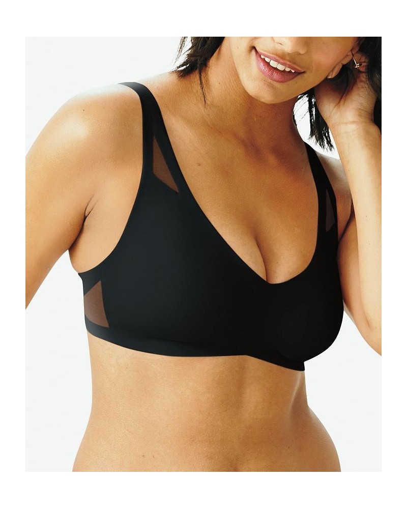 Women's Ultra-Light Comfort V-Neck Wireless Bra DHHU42 Black $15.38 Bras