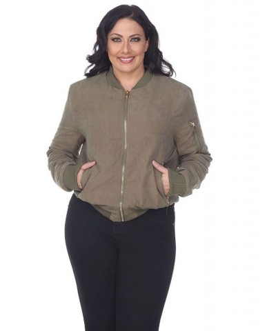 Plus Size Bomber Jacket Green $33.54 Jackets