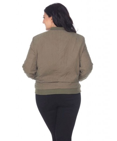 Plus Size Bomber Jacket Green $33.54 Jackets