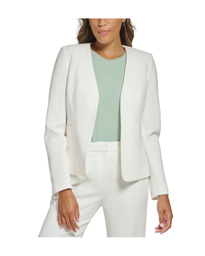 Petite Collarless Open-Front Asymmetrical Blazer White $49.29 Jackets