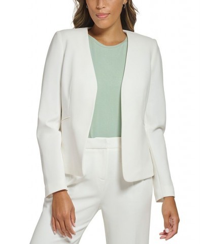 Petite Collarless Open-Front Asymmetrical Blazer White $49.29 Jackets