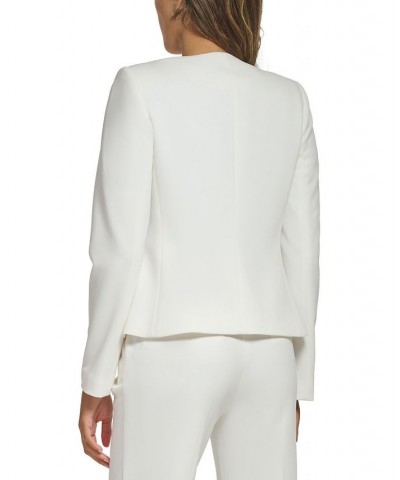 Petite Collarless Open-Front Asymmetrical Blazer White $49.29 Jackets