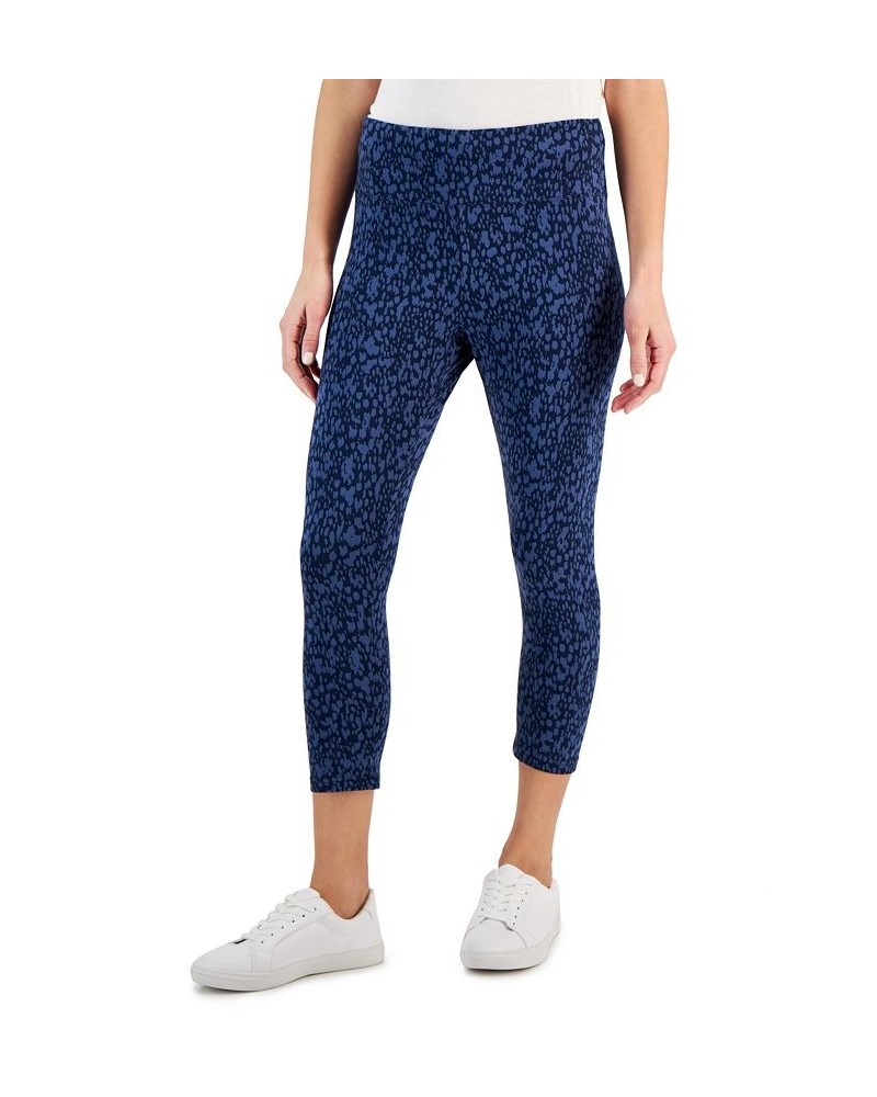 Petite Printed High-Rise Capri Leggings Blue $18.29 Pants