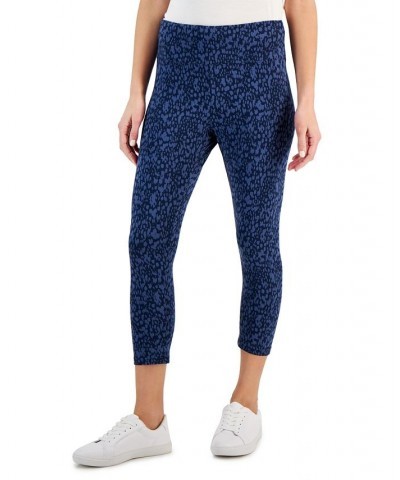 Petite Printed High-Rise Capri Leggings Blue $18.29 Pants