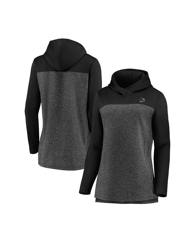 Women's Branded Heathered Charcoal and Black San Jose Sharks Chiller Fleece Pullover Hoodie Heathered Charcoal, Black $31.39 ...