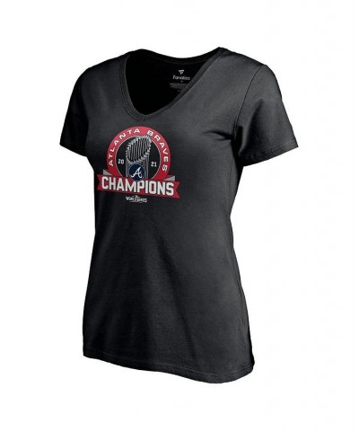 Women's Black Atlanta Braves 2021 World Series Champions Signature Roster V-Neck T-Shirt Black $17.60 Tops