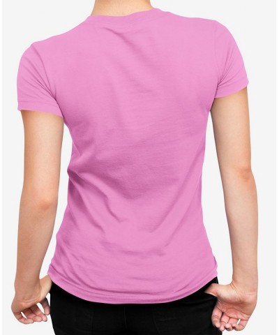 Women's Word Art Rockstar Smiley Short Sleeve T-shirt Pink $18.19 Tops