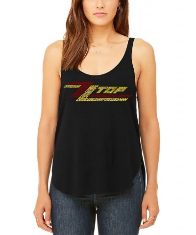 Women's Word Art Flowy Tank - ZZ Top Black $25.19 Tops