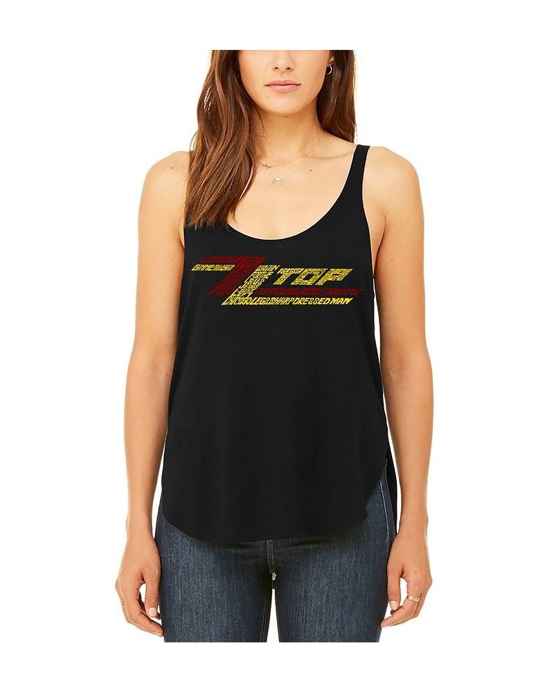 Women's Word Art Flowy Tank - ZZ Top Black $25.19 Tops