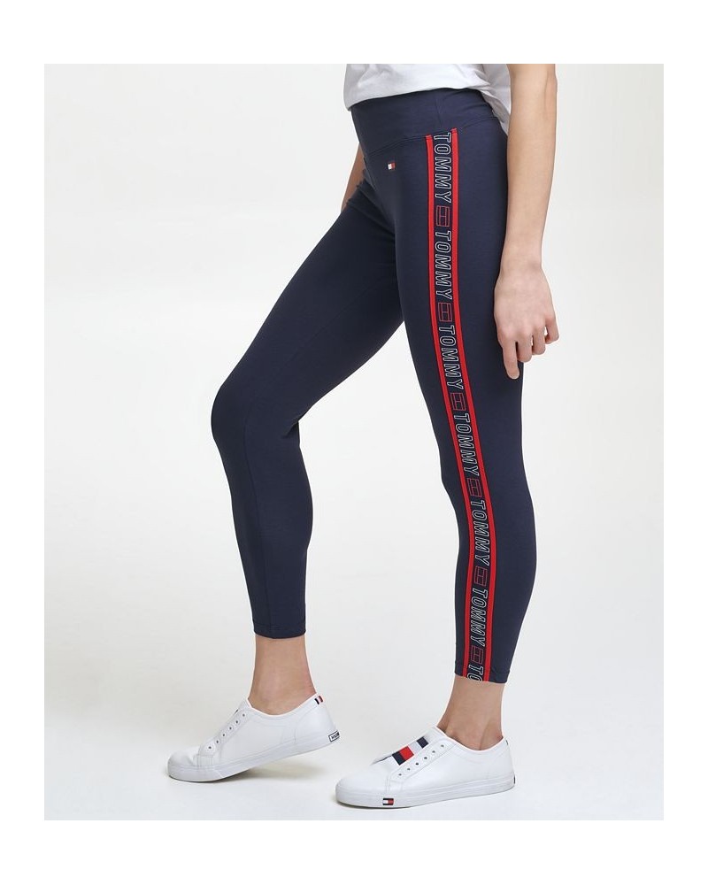 Logo-Trim 7/8 Length Leggings Blue $22.66 Pants