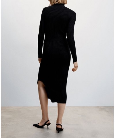 Women's Ribbed Knot Detail Dress Black $30.10 Dresses