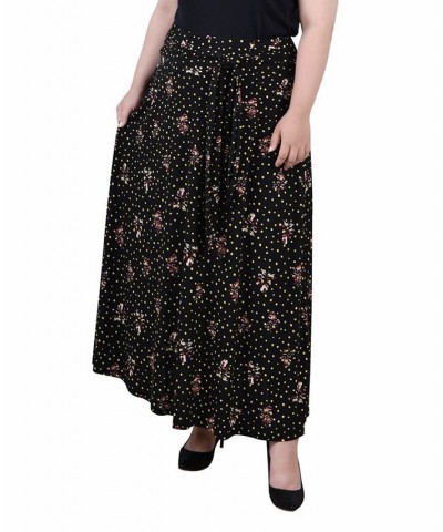 Plus Size Maxi with Sash Waist Tie Skirt Noir Floral Lakes $15.05 Skirts