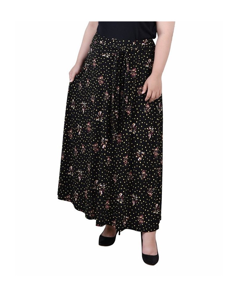 Plus Size Maxi with Sash Waist Tie Skirt Noir Floral Lakes $15.05 Skirts