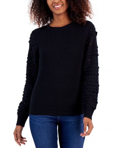 Women's Mixed-Knit Sweater Black $21.39 Sweaters