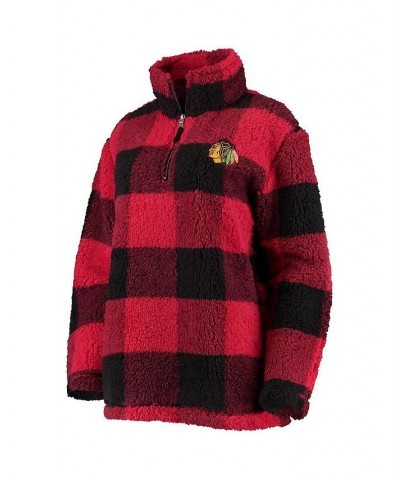 Women's Red Black Chicago Blackhawks Plaid Sherpa Quarter-Zip Jacket Red, Black $55.00 Jackets