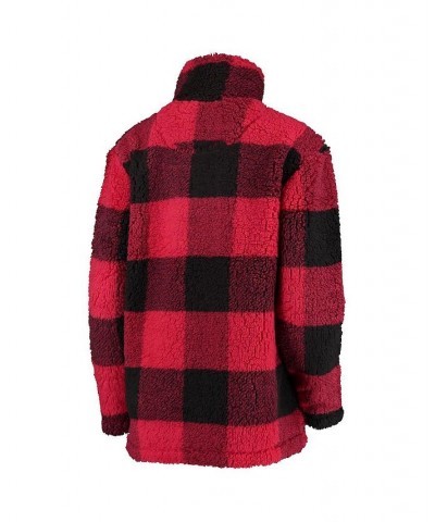 Women's Red Black Chicago Blackhawks Plaid Sherpa Quarter-Zip Jacket Red, Black $55.00 Jackets