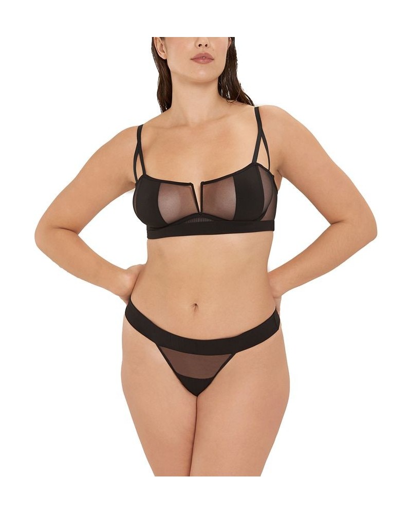 Women's Orla Mesh Thong Underwear 41581 Black $13.67 Panty