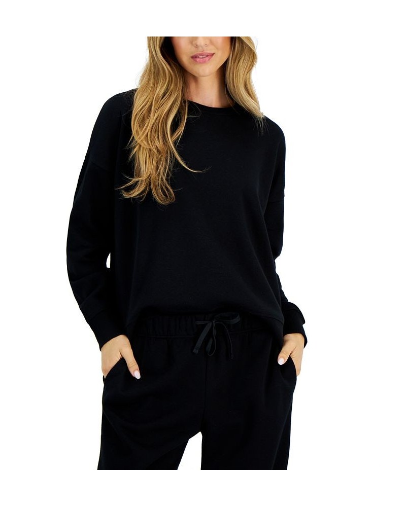 Petite Fleece Crewneck Sweatshirt Deep Black $17.38 Sweatshirts