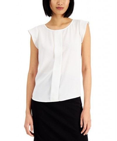 Pleated Flutter-Sleeve Top Ivory/Cream $33.00 Tops