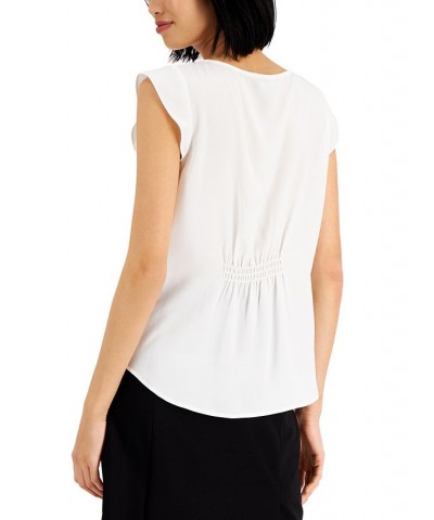 Pleated Flutter-Sleeve Top Ivory/Cream $33.00 Tops