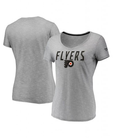 Women's Branded Gray Philadelphia Flyers Space-Dye V-Neck T-shirt Gray $17.50 Tops