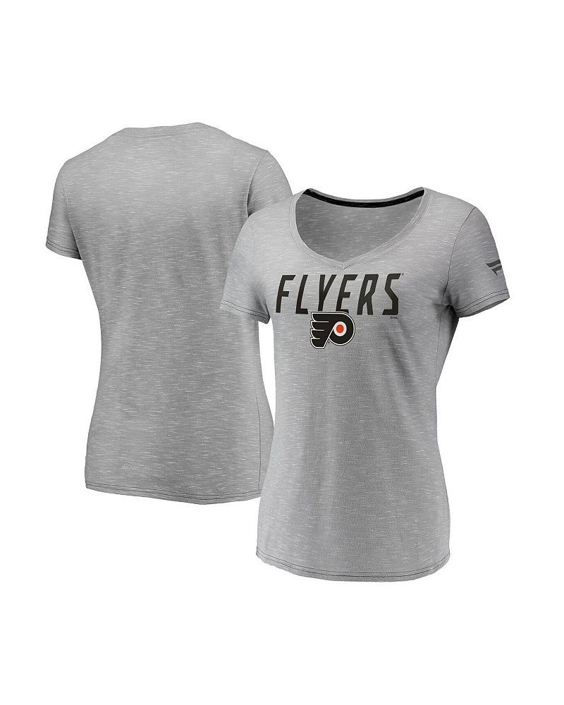 Women's Branded Gray Philadelphia Flyers Space-Dye V-Neck T-shirt Gray $17.50 Tops