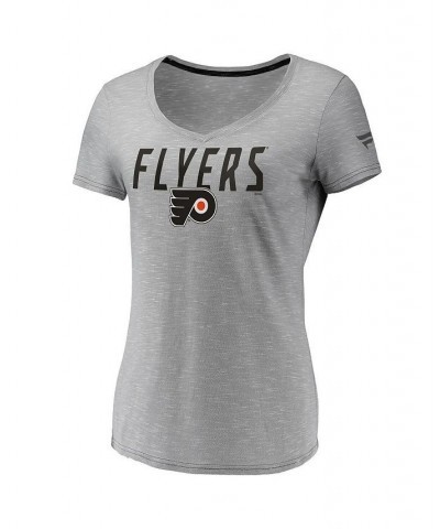 Women's Branded Gray Philadelphia Flyers Space-Dye V-Neck T-shirt Gray $17.50 Tops