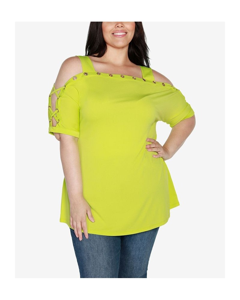 Plus Size Cold Shoulder Top Key Lime $21.19 Tops