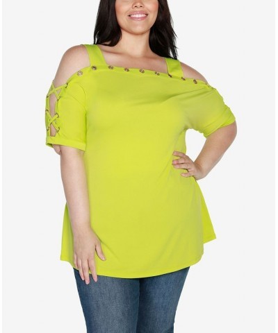 Plus Size Cold Shoulder Top Key Lime $21.19 Tops