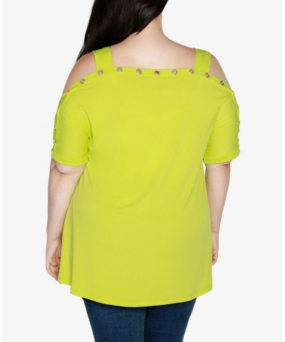 Plus Size Cold Shoulder Top Key Lime $21.19 Tops