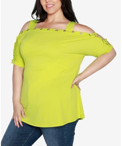 Plus Size Cold Shoulder Top Key Lime $21.19 Tops