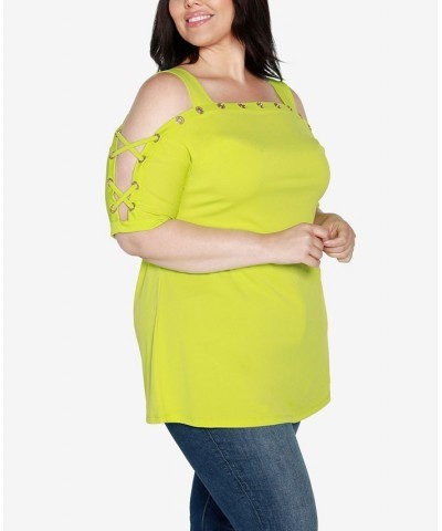 Plus Size Cold Shoulder Top Key Lime $21.19 Tops