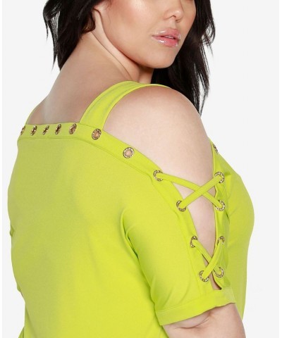 Plus Size Cold Shoulder Top Key Lime $21.19 Tops