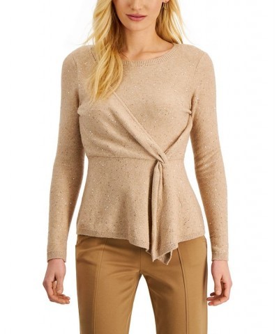 Women's Solid Side-Twist Cascade Sweater Lt/pas Bwn $76.50 Sweaters