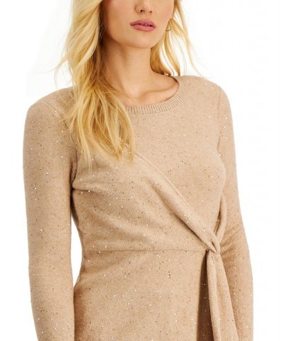 Women's Solid Side-Twist Cascade Sweater Lt/pas Bwn $76.50 Sweaters