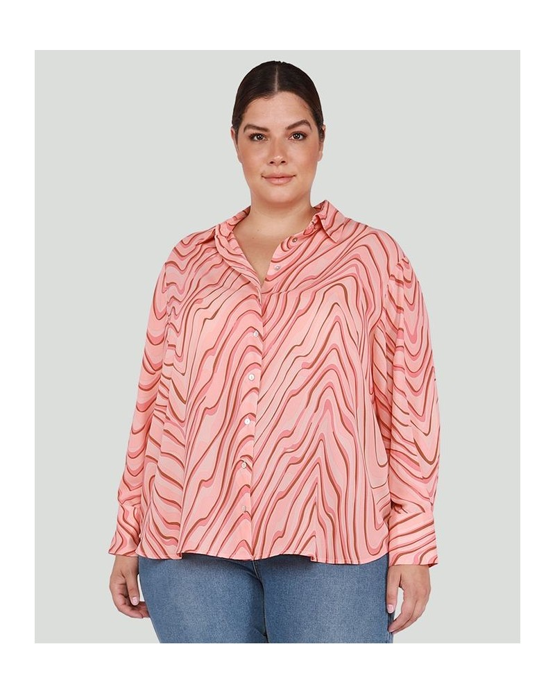 Trendy Plus Size Printed Shirt Coral Swirl $16.00 Tops