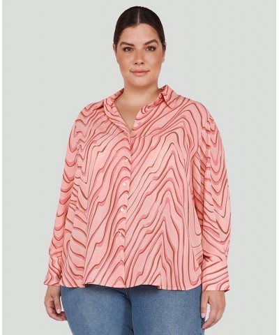 Trendy Plus Size Printed Shirt Coral Swirl $16.00 Tops