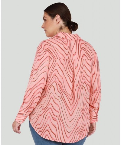 Trendy Plus Size Printed Shirt Coral Swirl $16.00 Tops