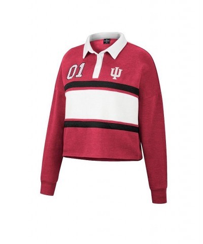 Women's Heather Crimson Indiana Hoosiers I Love My Job Rugby Long Sleeve Shirt Crimson $35.99 Tops