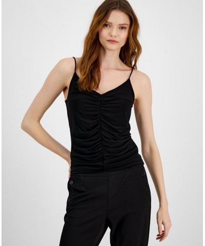 Women's Ruched V-Neck Camisole Black $17.67 Tops