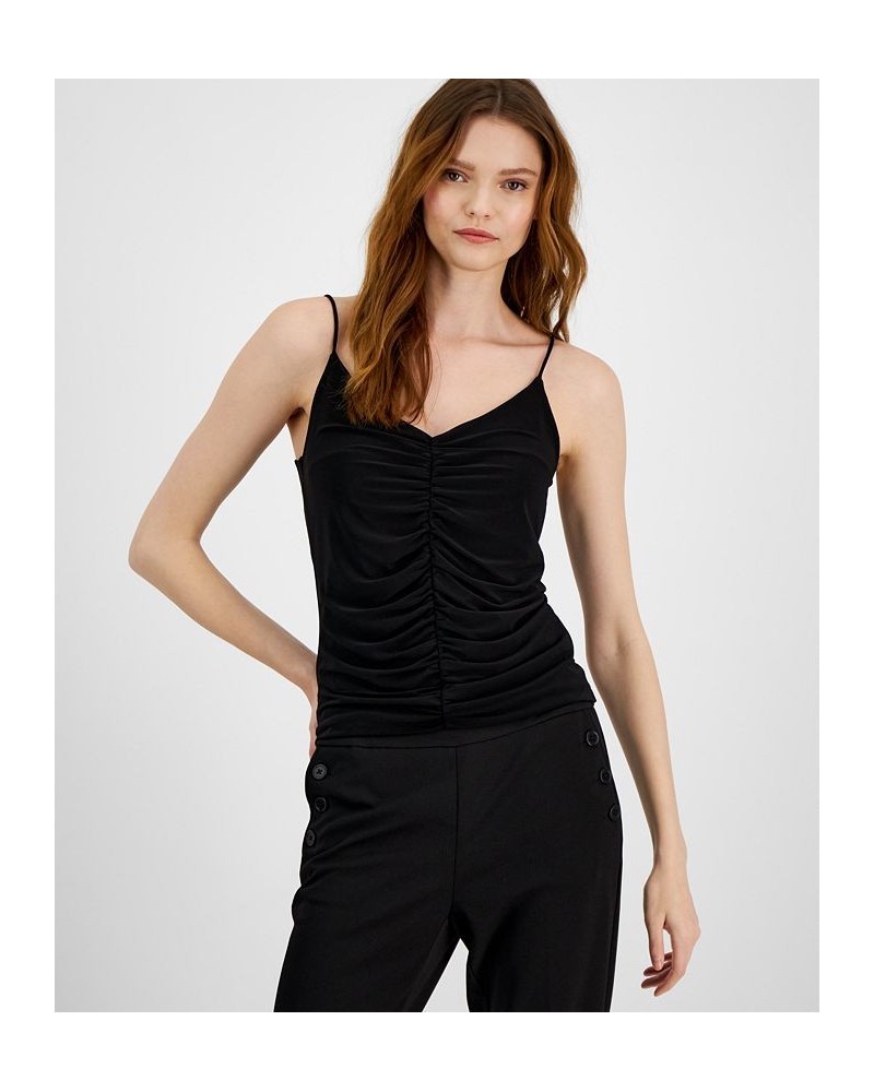 Women's Ruched V-Neck Camisole Black $17.67 Tops